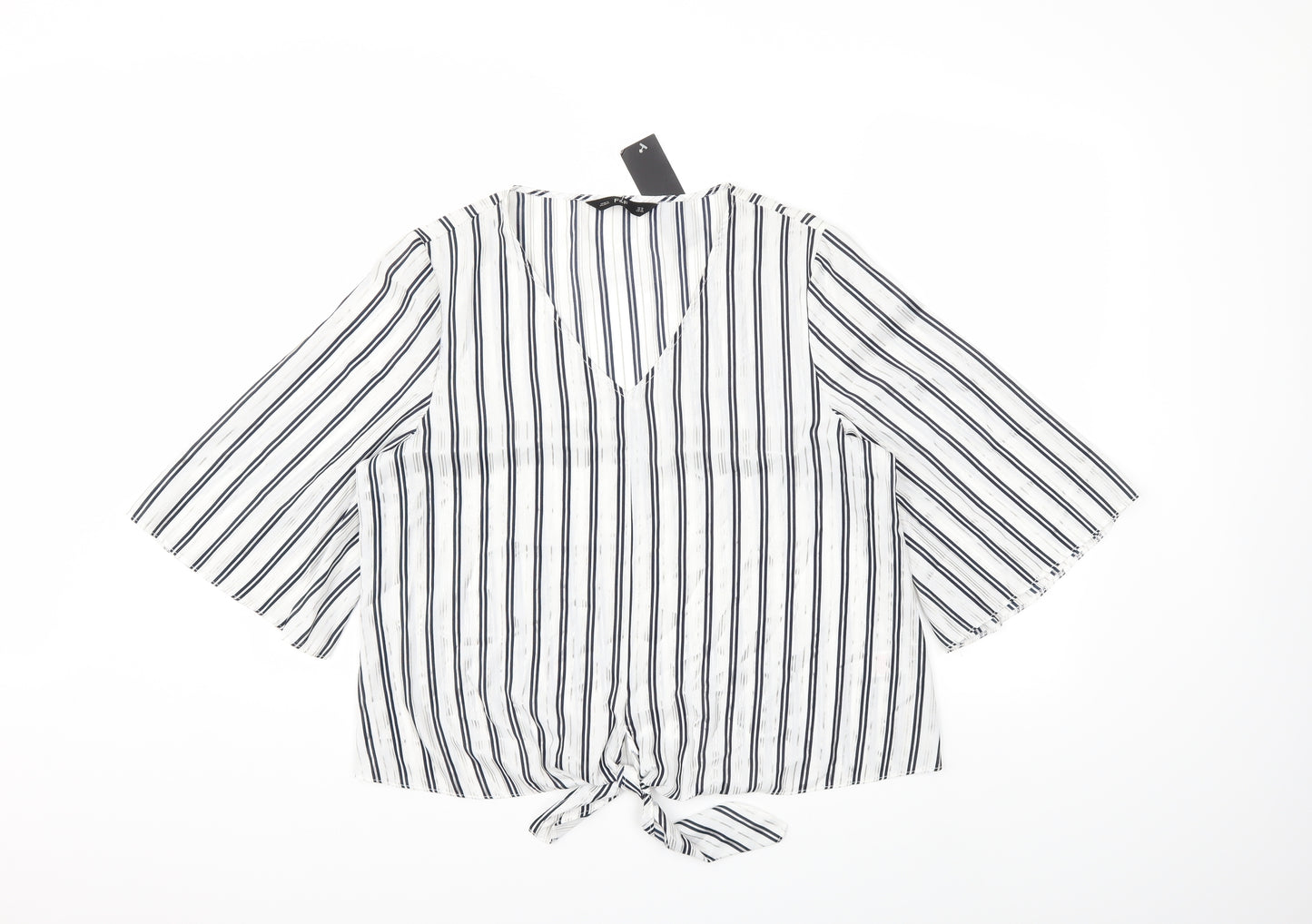 F&F Womens White Striped  Basic Blouse Size 16