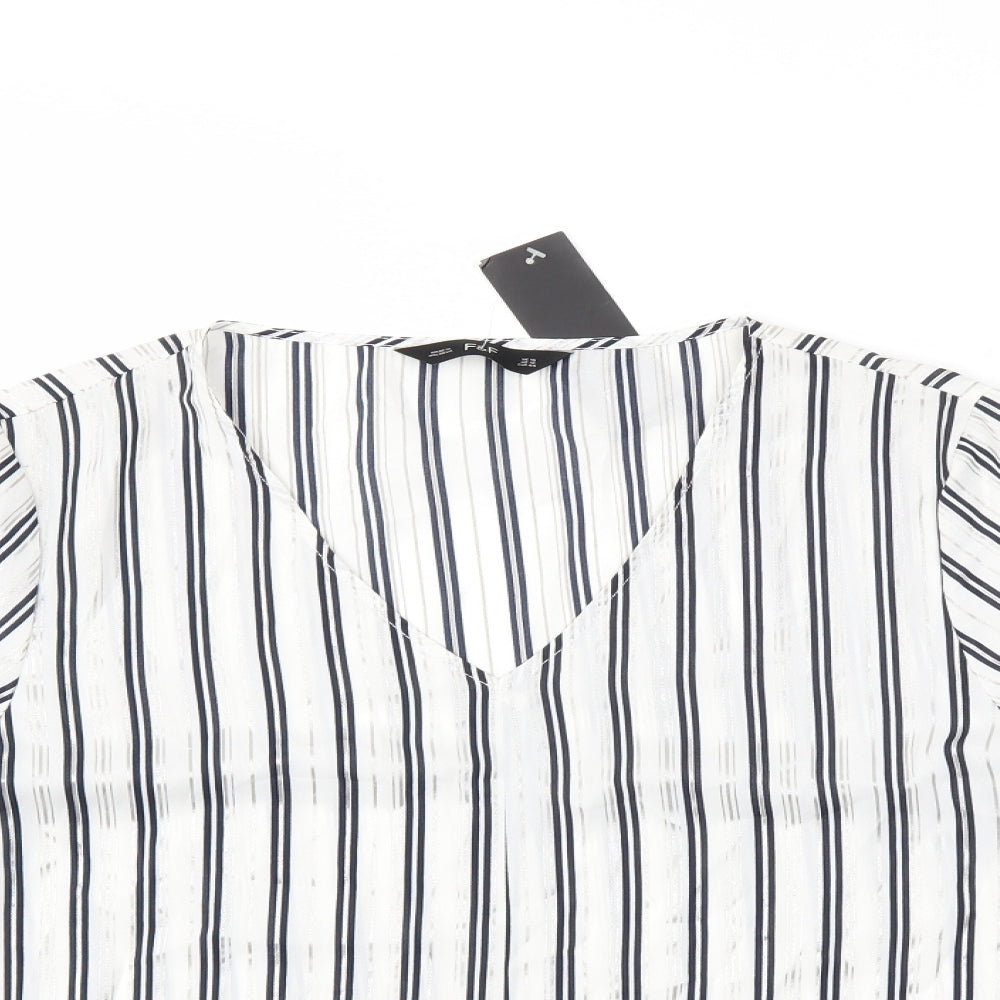 F&F Womens White Striped  Basic Blouse Size 16