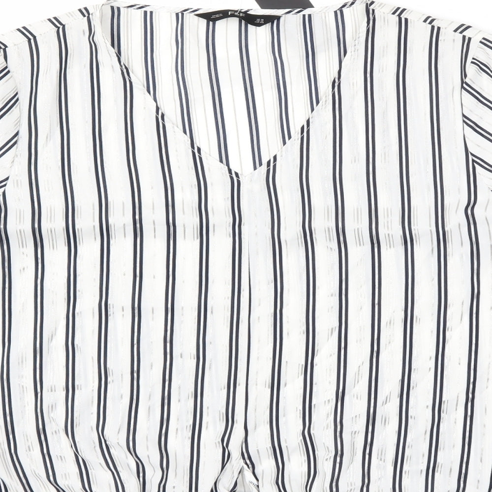 F&F Womens White Striped  Basic Blouse Size 16