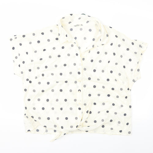 Marks and Spencer Womens Ivory Polka Dot  Basic Button-Up Size 22