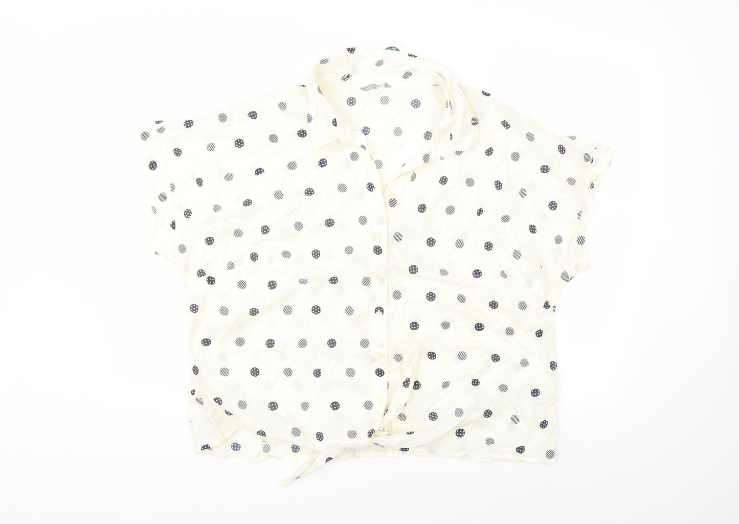 Marks and Spencer Womens Ivory Polka Dot  Basic Button-Up Size 22