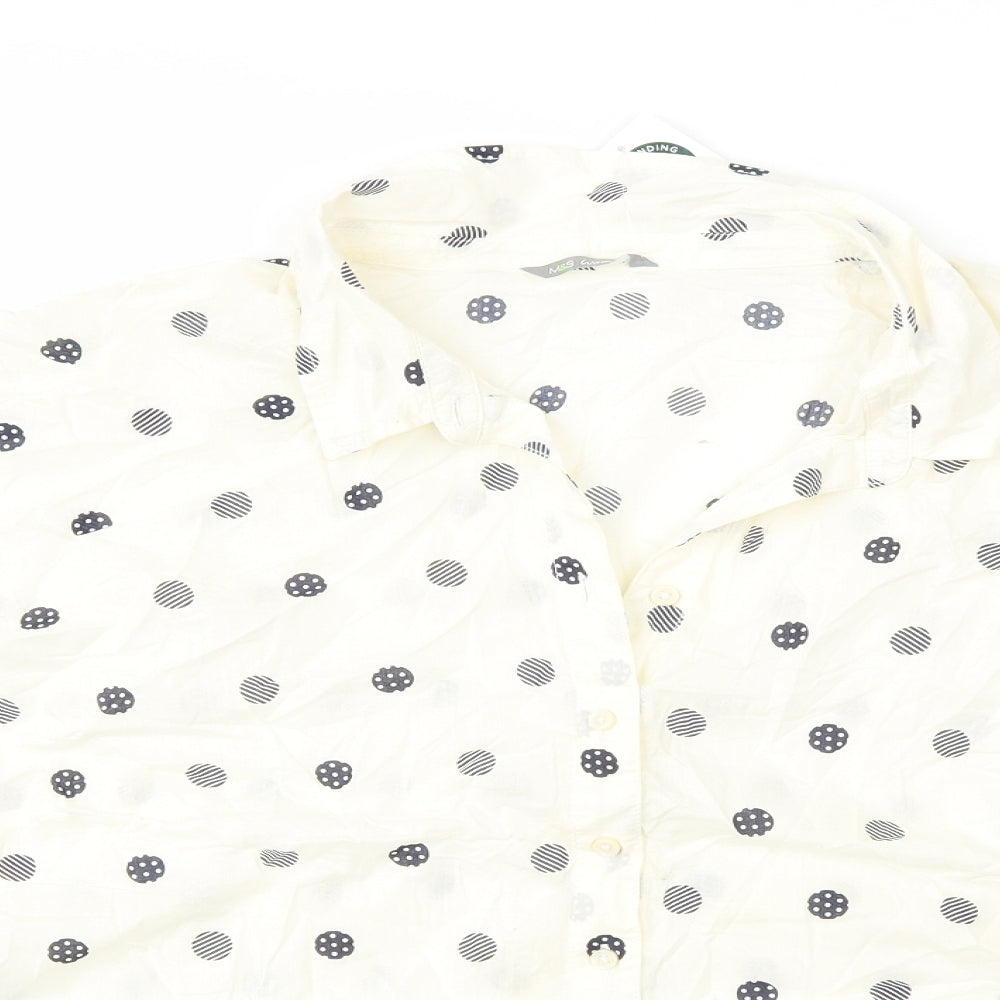 Marks and Spencer Womens Ivory Polka Dot  Basic Button-Up Size 22