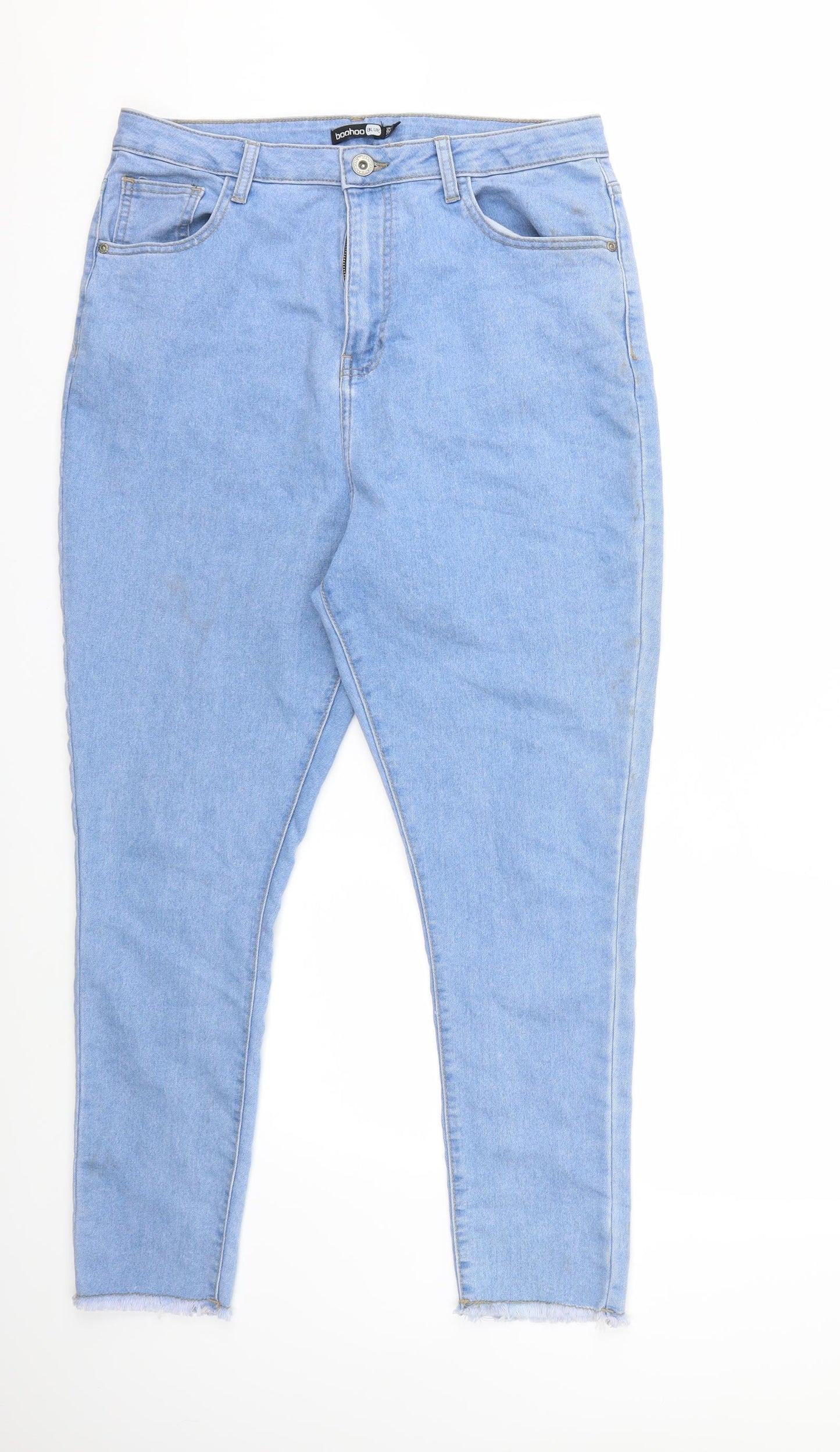 Boohoo Womens Blue  Denim Straight Jeans Size 16 L27 in
