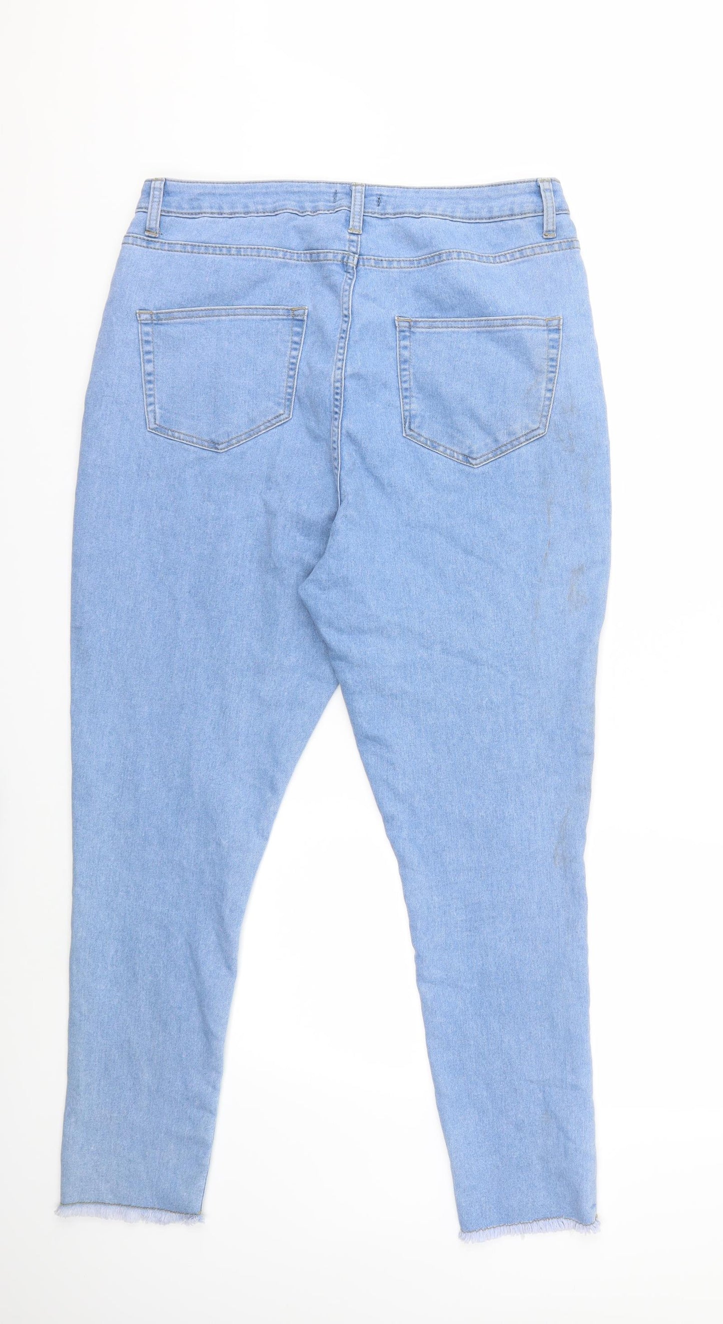 Boohoo Womens Blue  Denim Straight Jeans Size 16 L27 in