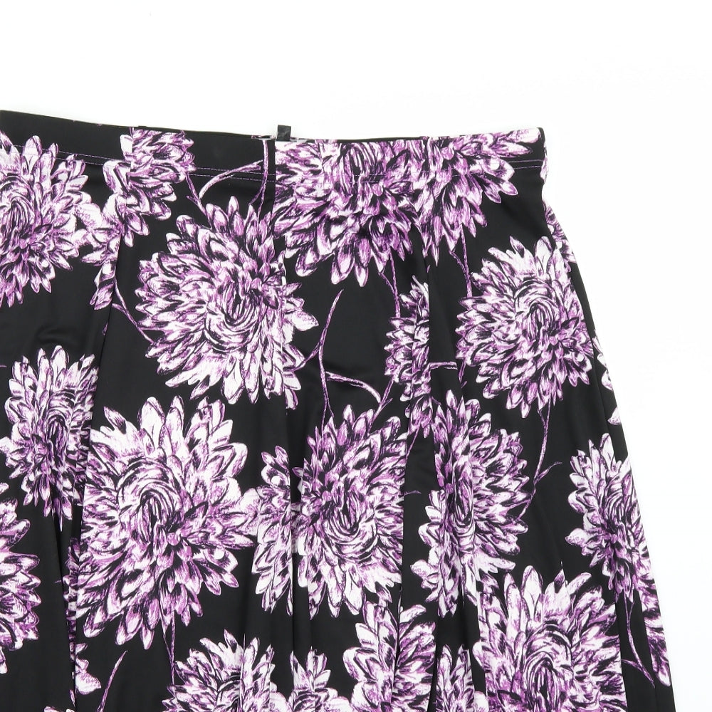 Soon Womens Black Floral  A-Line Skirt Size 18