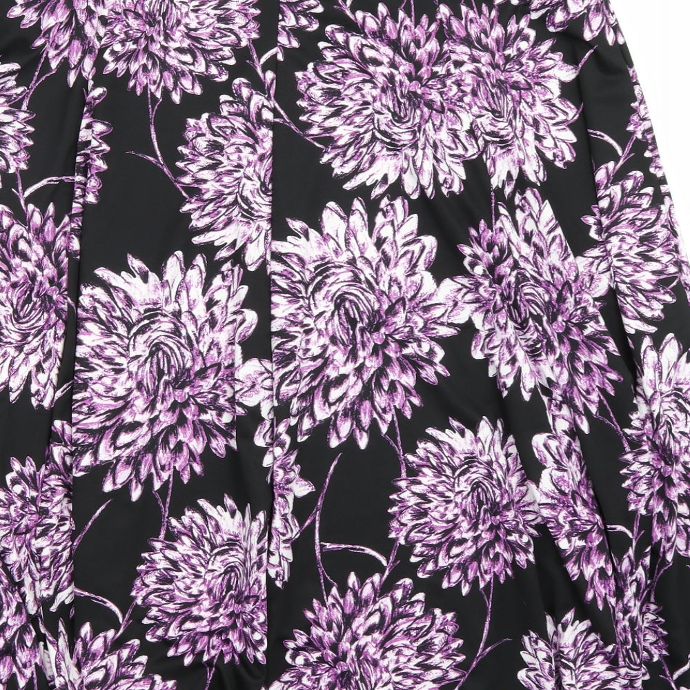 Soon Womens Black Floral  A-Line Skirt Size 18