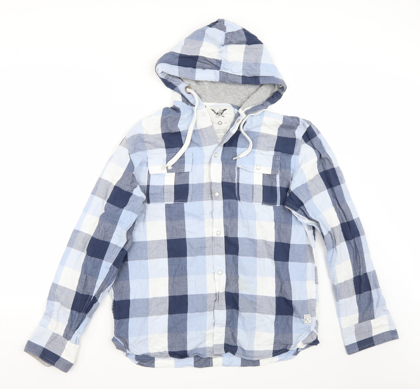 FCUK Mens Blue Check  Cardigan Hoodie Size L