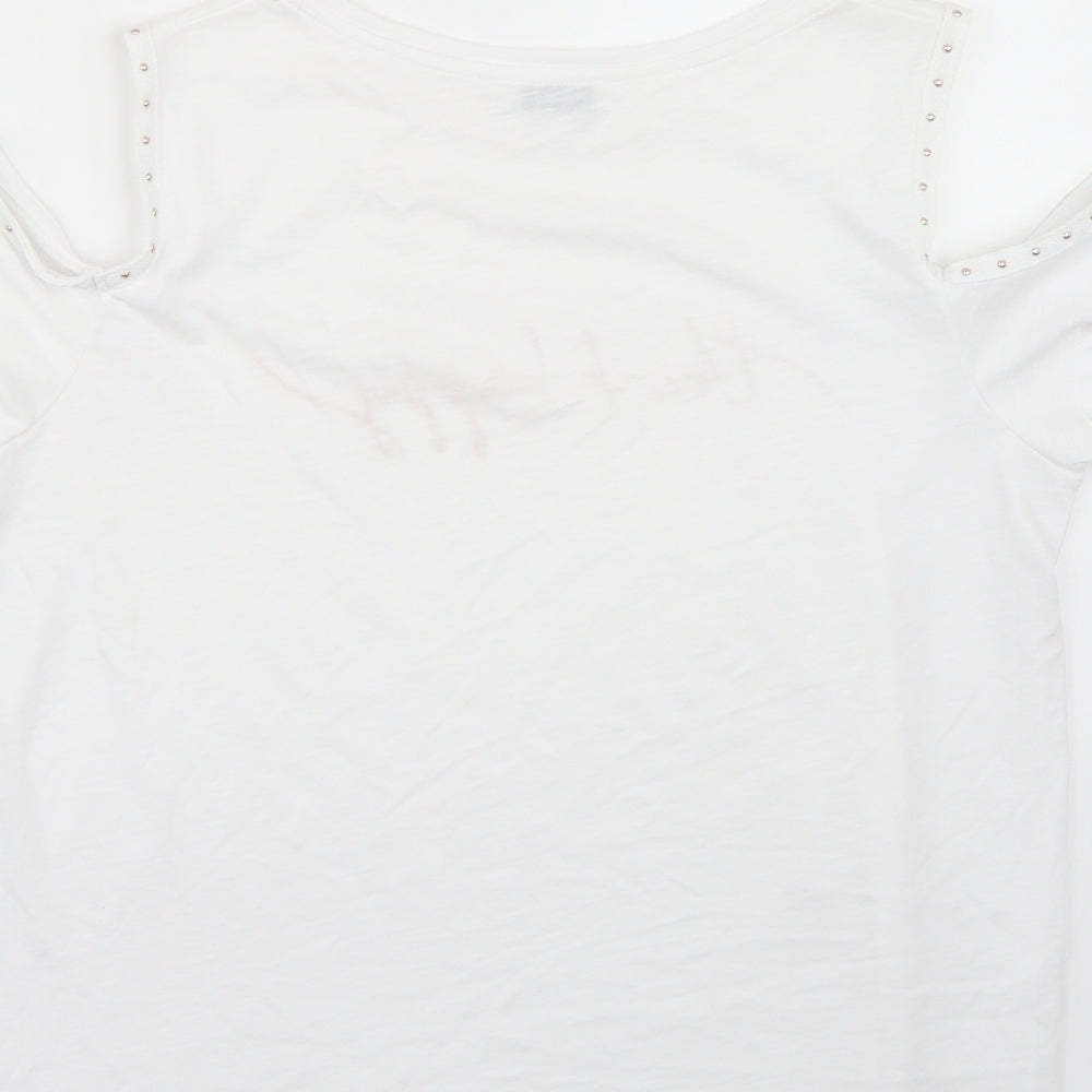 Papaya Womens White   Basic T-Shirt Size 12