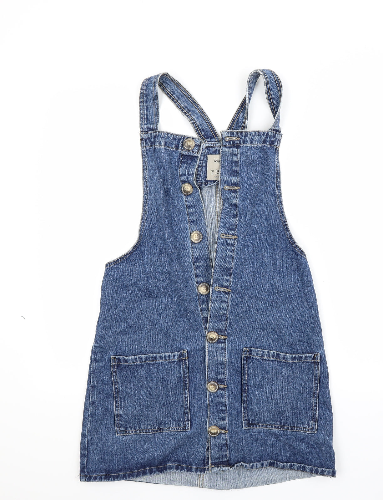 Primark Womens Blue  Denim Pinafore/Dungaree Dress  Size 10