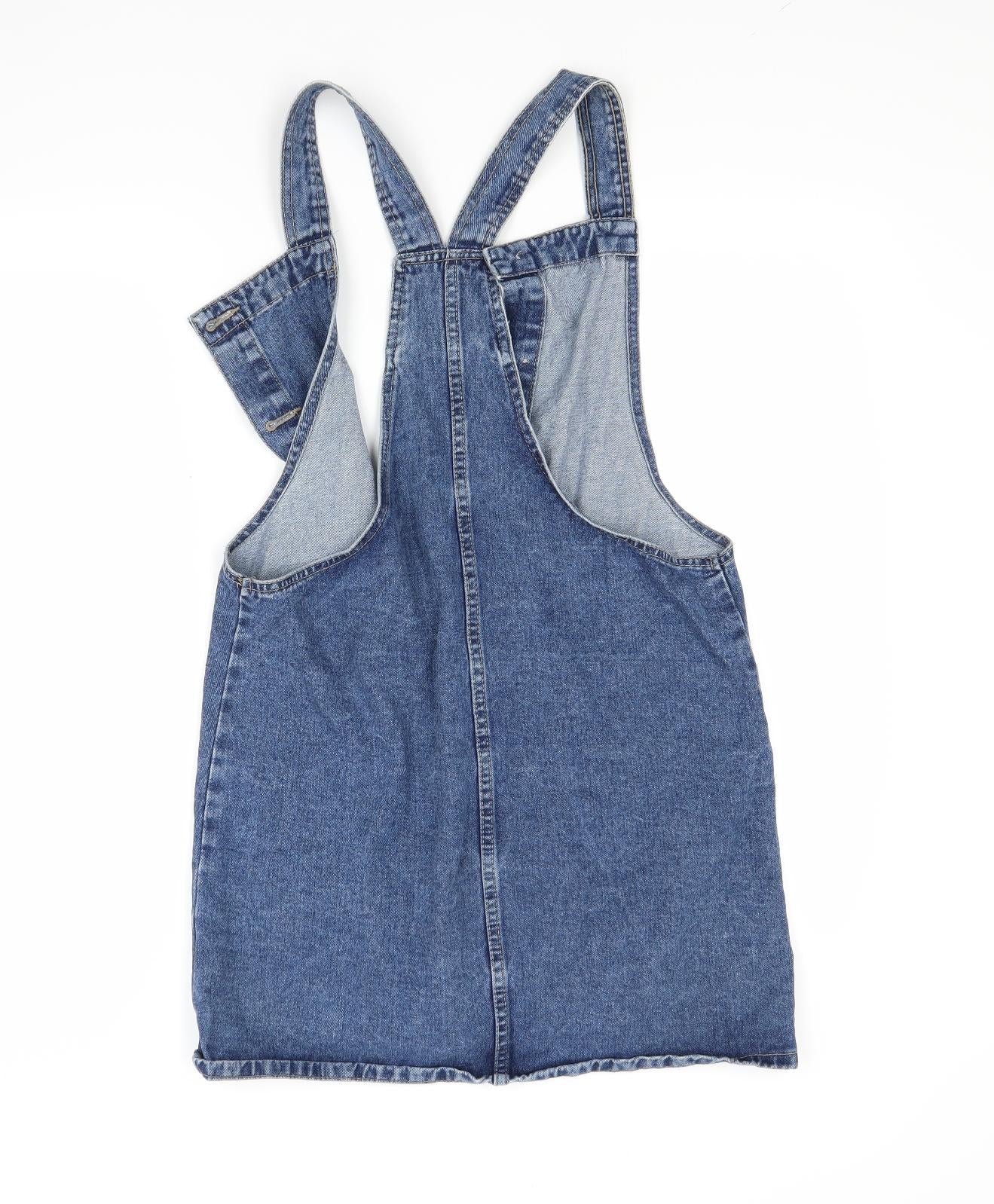 Primark Womens Blue  Denim Pinafore/Dungaree Dress  Size 10