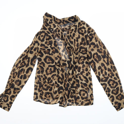 Quiz Womens Brown Animal Print  Basic Blouse Size 8