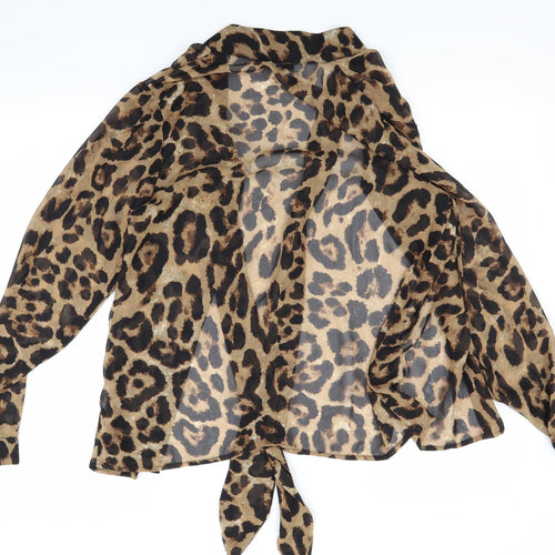 Quiz Womens Brown Animal Print  Basic Blouse Size 8