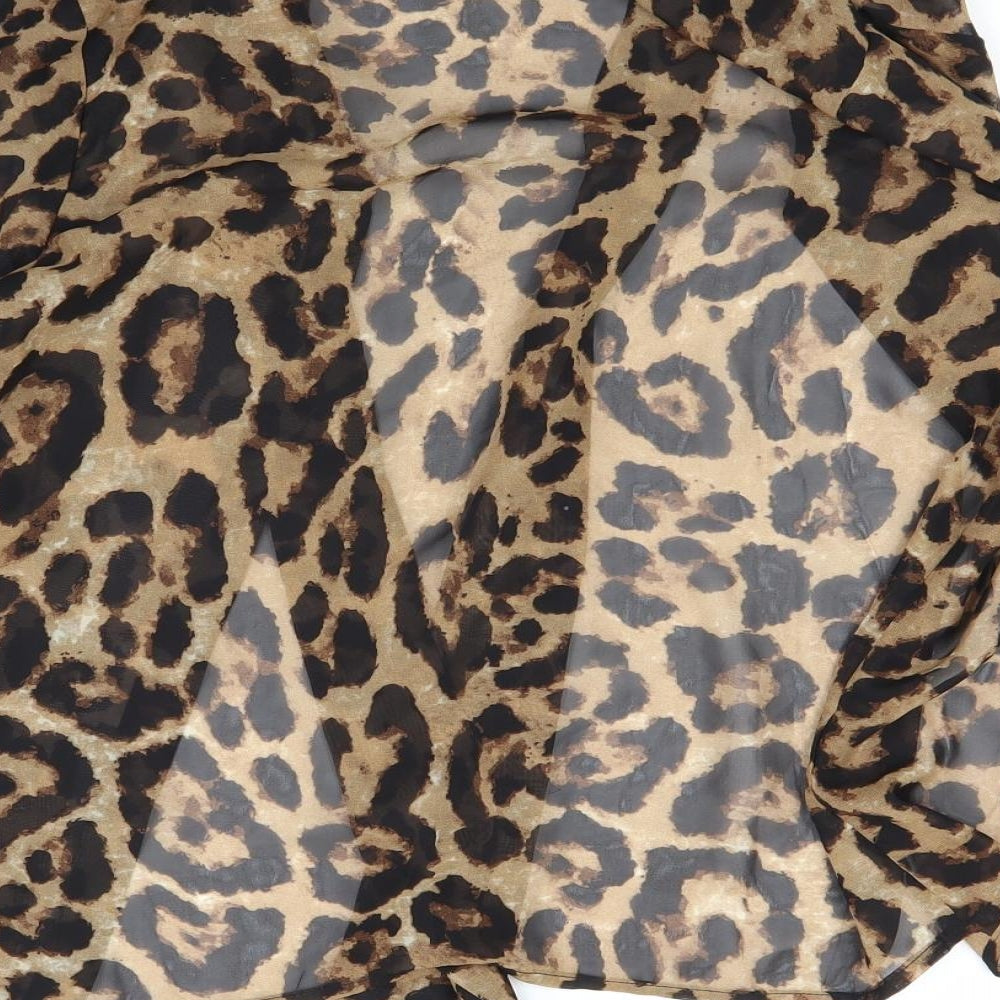 Quiz Womens Brown Animal Print  Basic Blouse Size 8