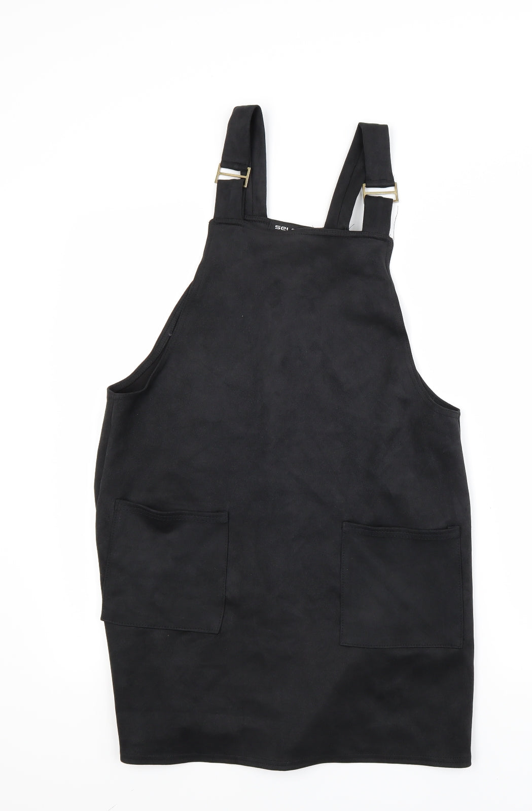 Select Womens Black  Rayon Pinafore/Dungaree Dress  Size 12