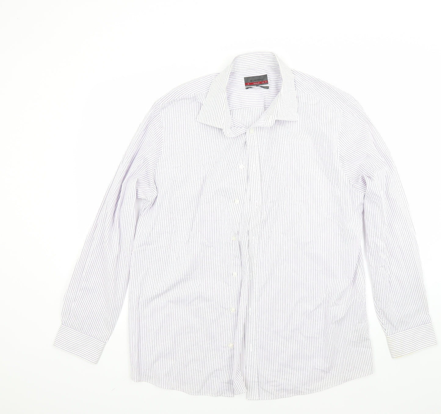 Burton Mens White Striped   Button-Up Size XL