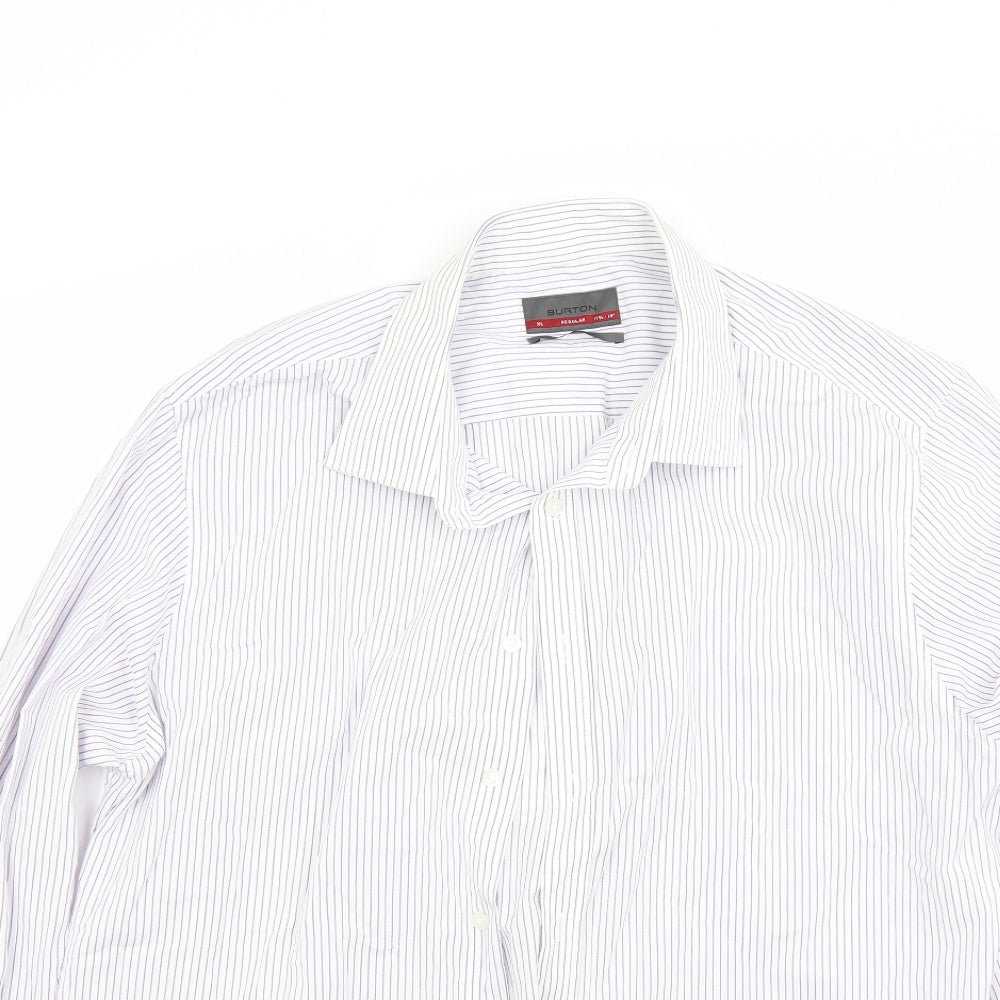 Burton Mens White Striped   Button-Up Size XL