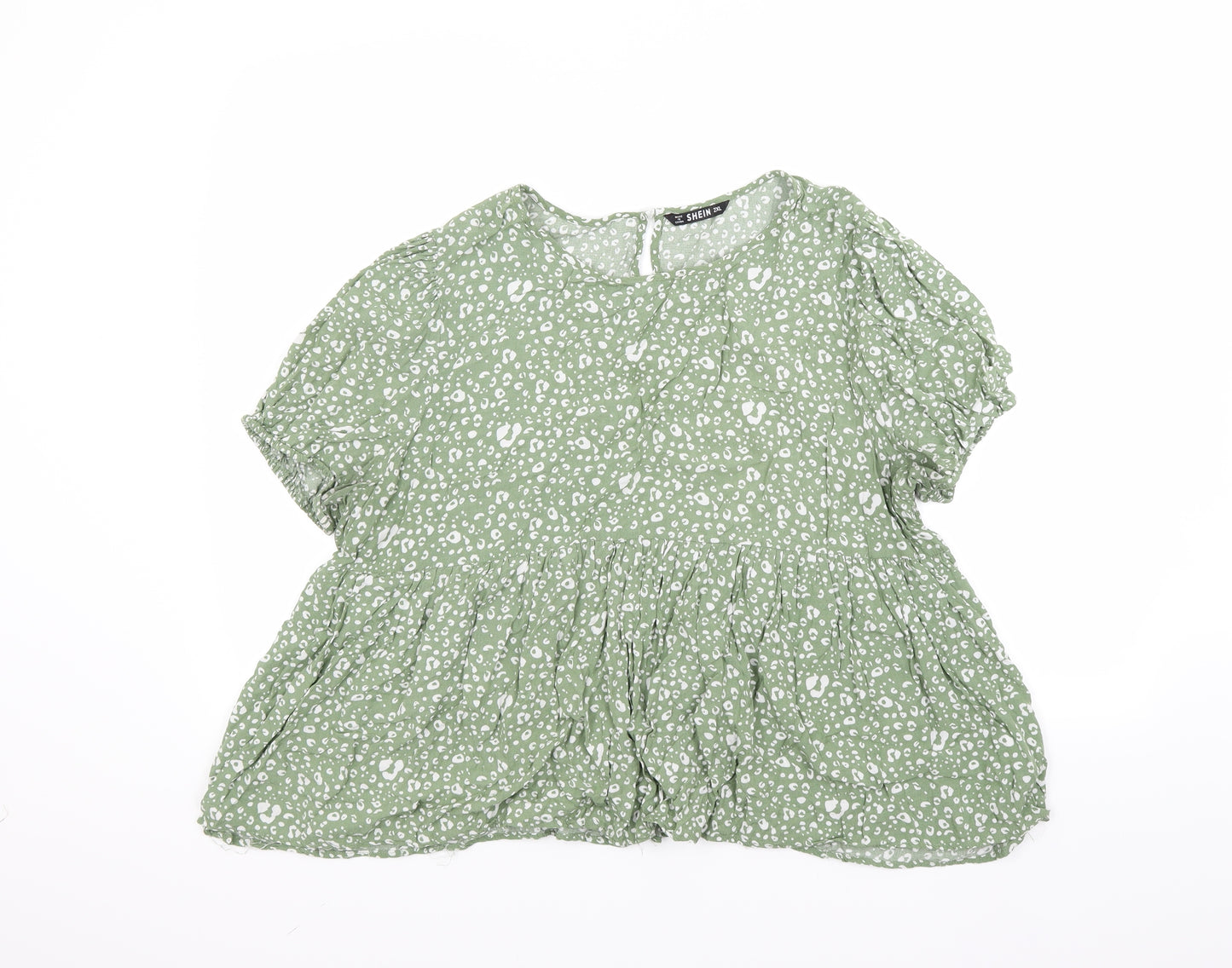 SHIEN Womens Green Floral  Basic Blouse Size 2XL
