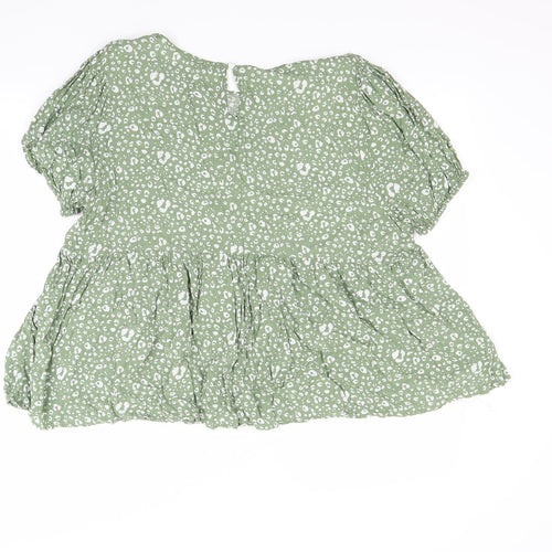 SHIEN Womens Green Floral  Basic Blouse Size 2XL