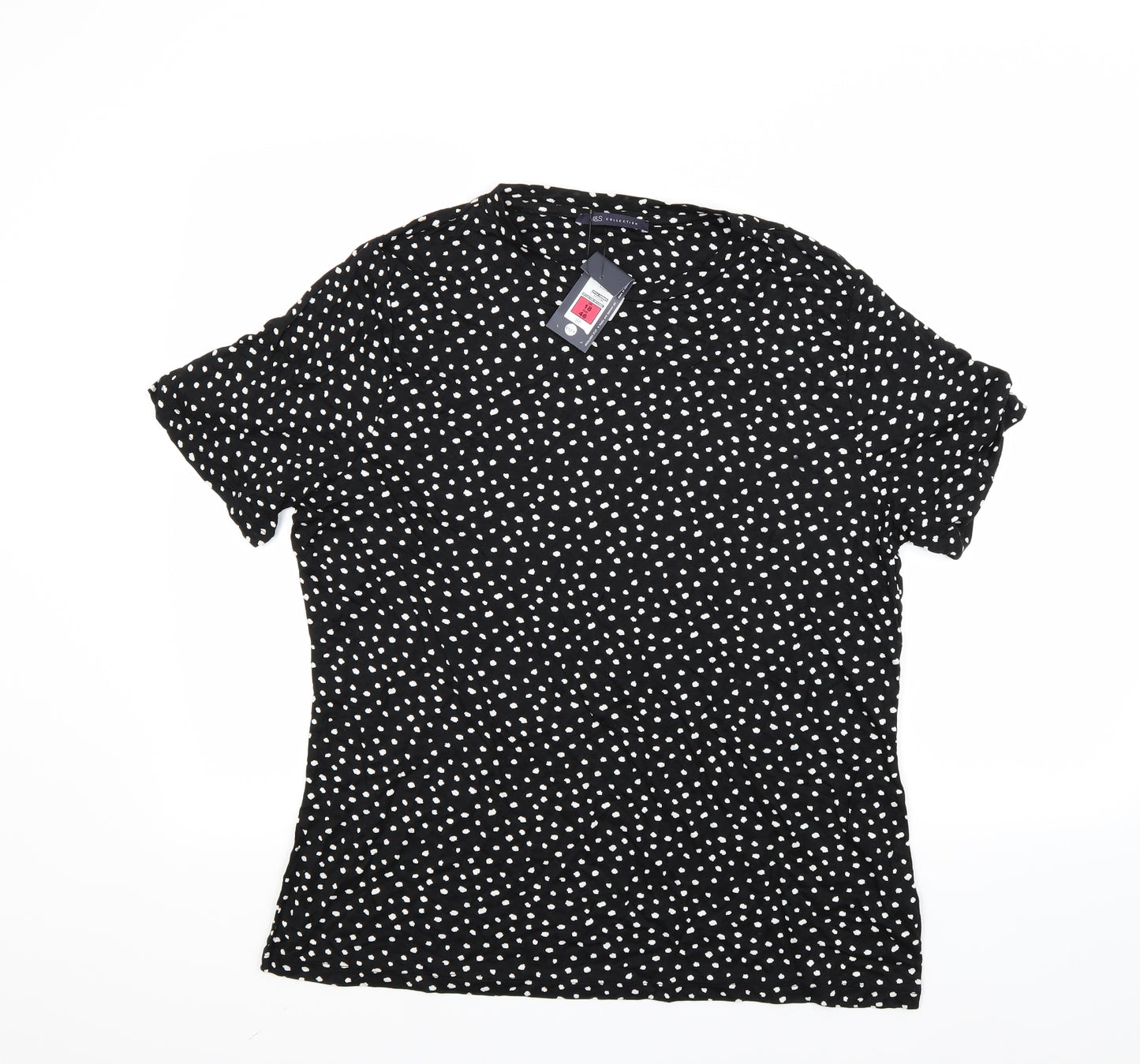 Marks and Spencer Womens Black Polka Dot  Basic Polo Size 18