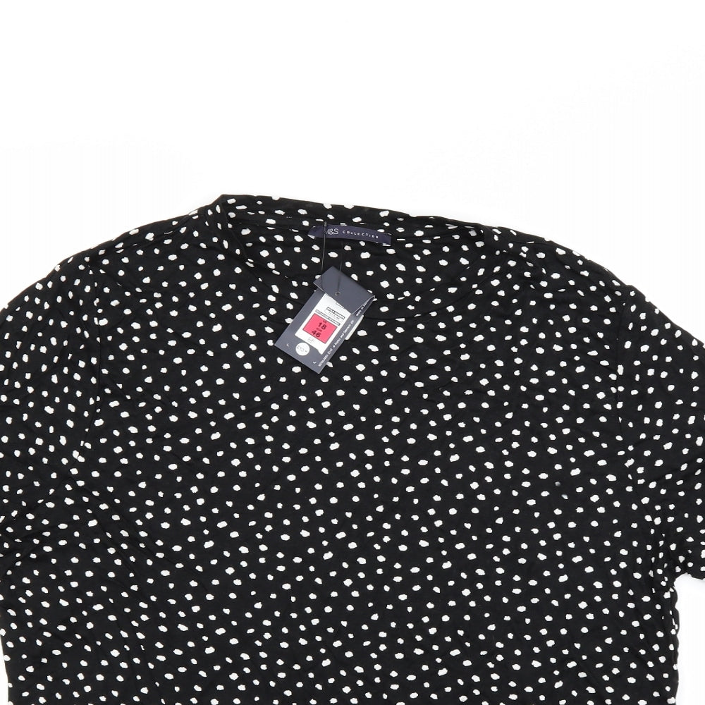 Marks and Spencer Womens Black Polka Dot  Basic Polo Size 18