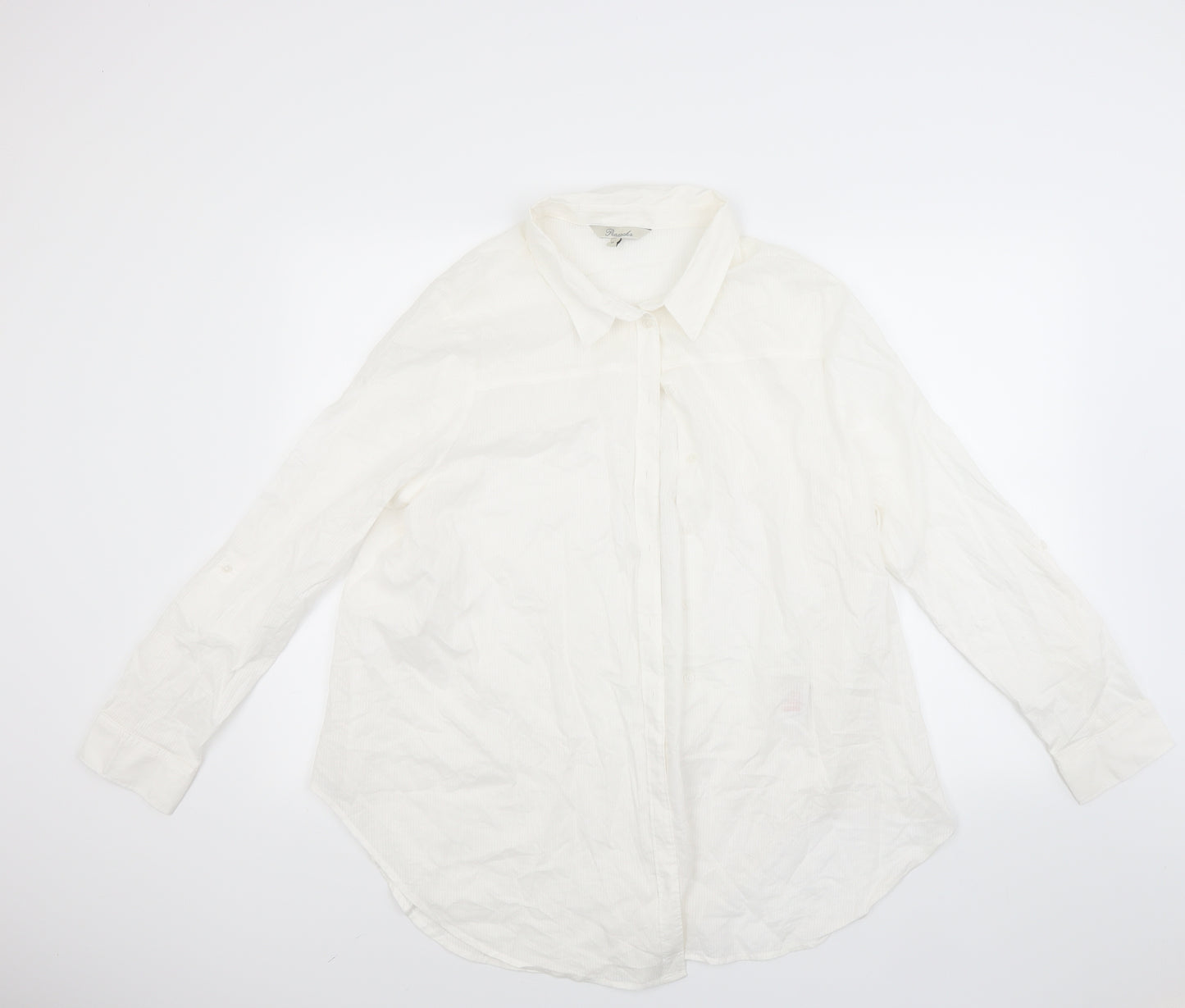 Peacocks Womens White Striped  Basic Button-Up Size 16