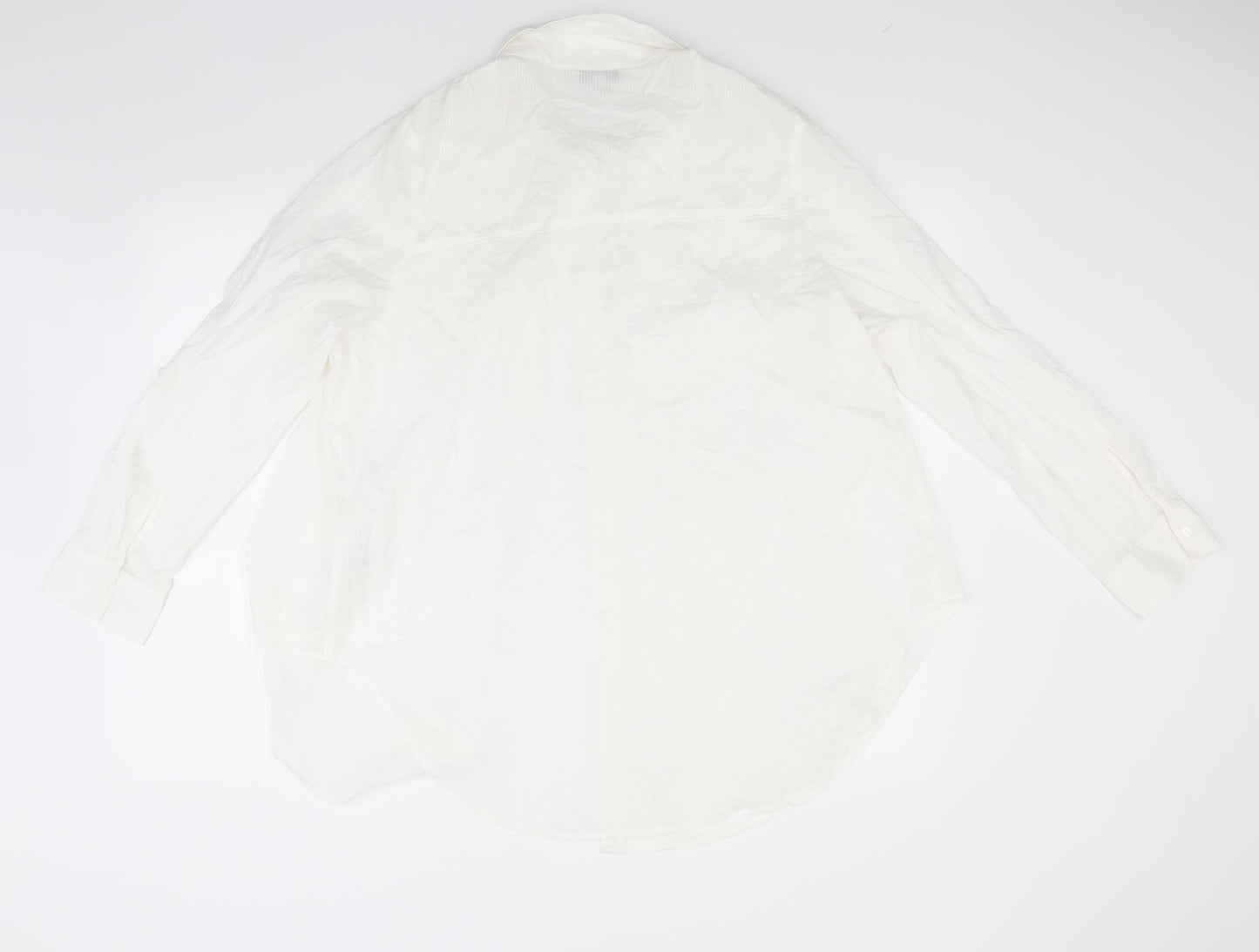 Peacocks Womens White Striped  Basic Button-Up Size 16