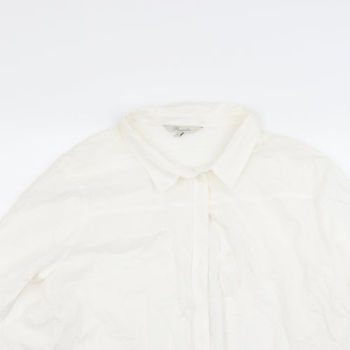 Peacocks Womens White Striped  Basic Button-Up Size 16