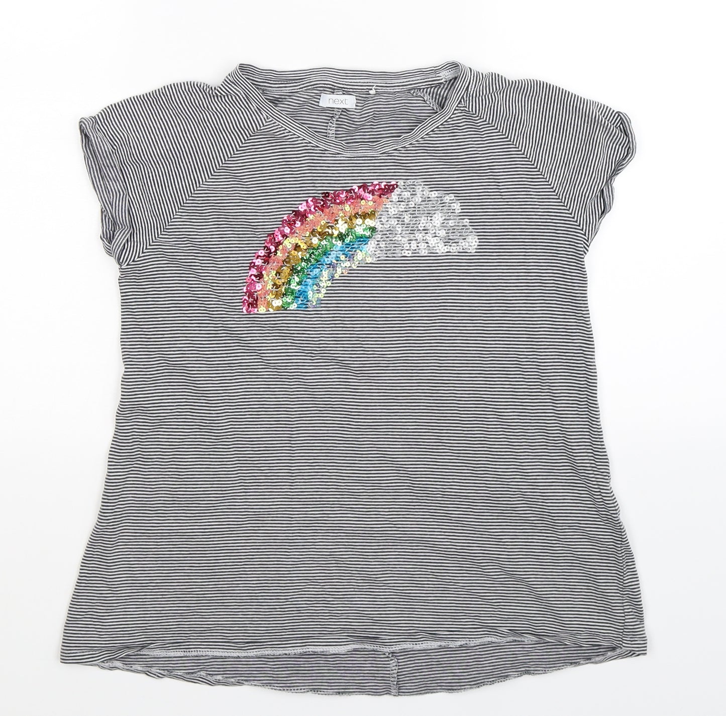 NEXT Girls Multicoloured Striped  Basic T-Shirt Size 11 Years