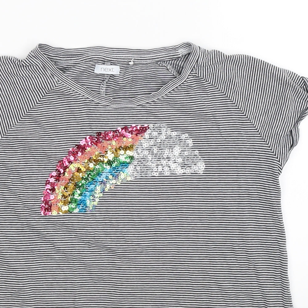NEXT Girls Multicoloured Striped  Basic T-Shirt Size 11 Years