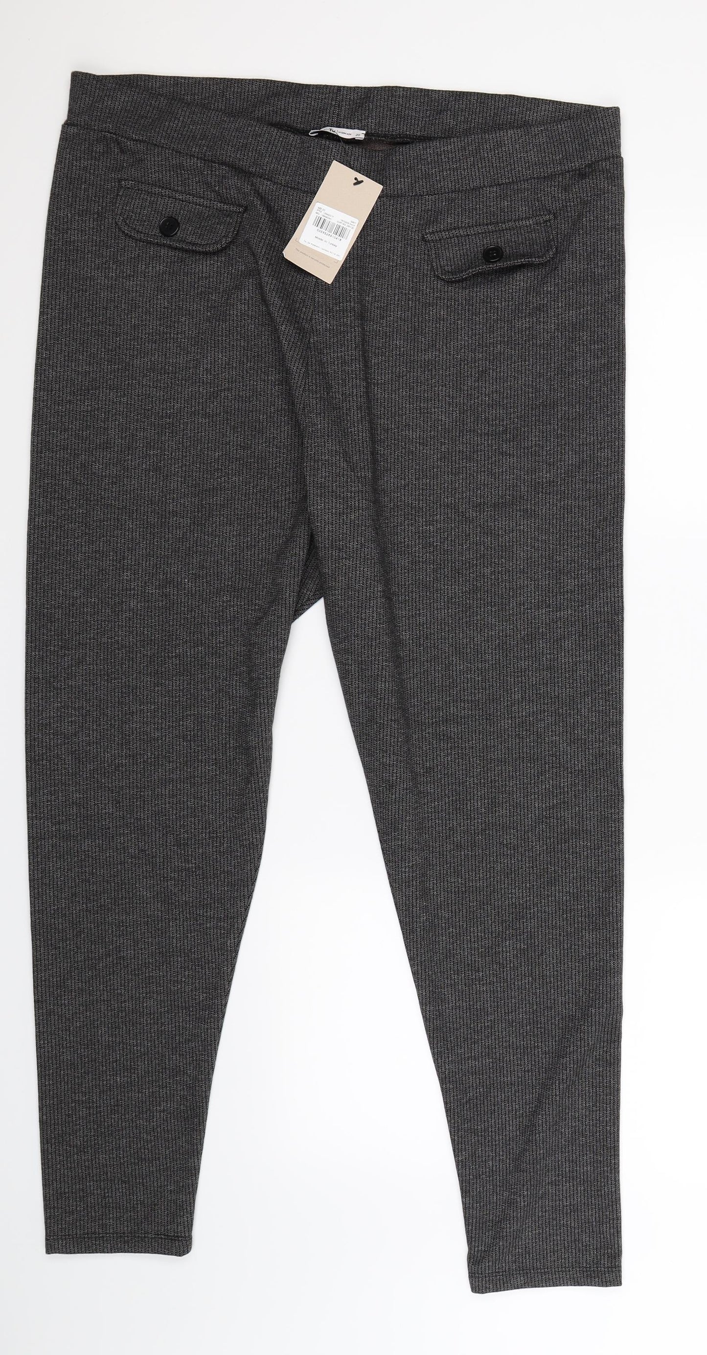 TU Womens Grey Striped  Trousers  Size 20 L30 in