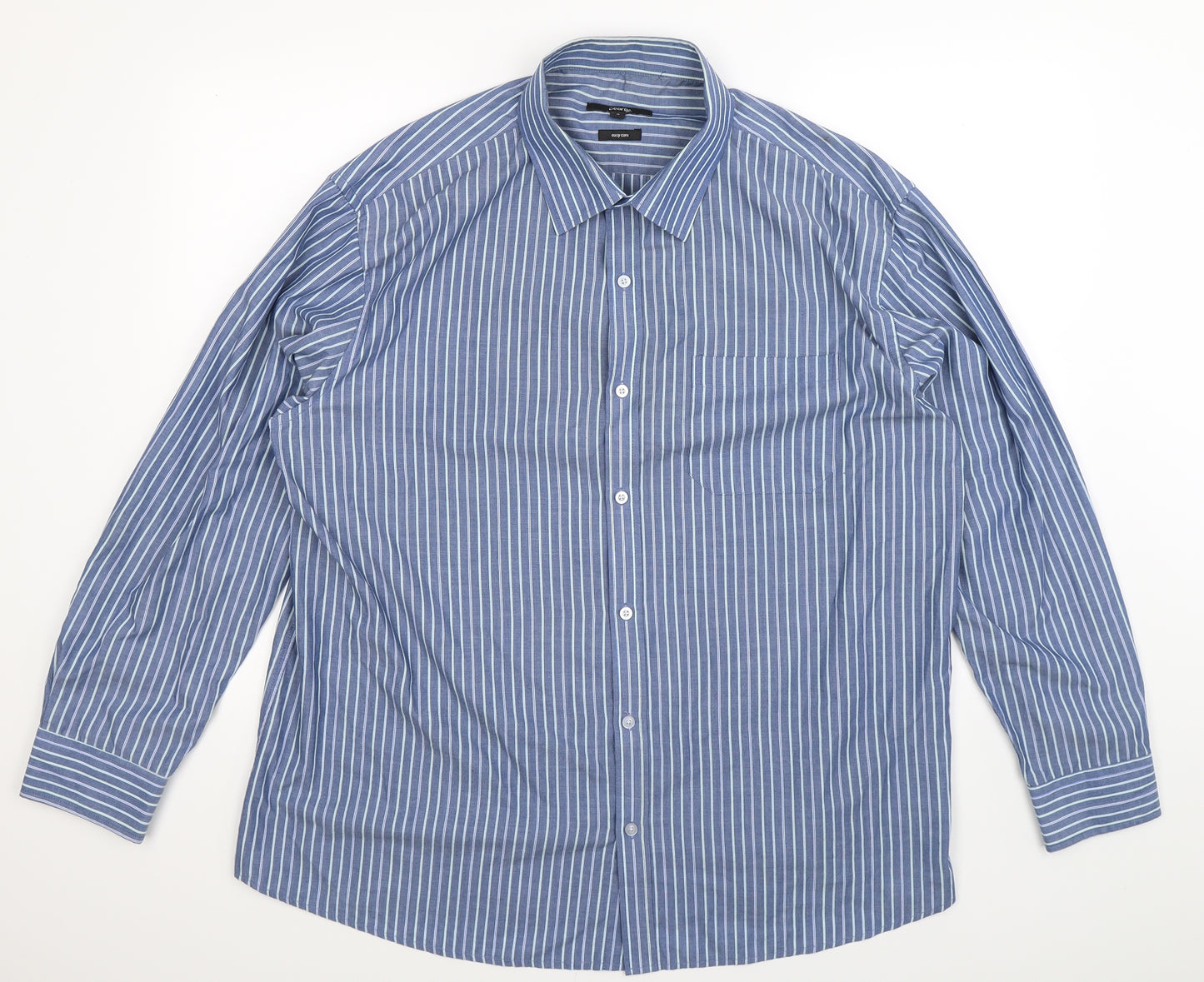 George Mens Blue Striped   Dress Shirt Size 18