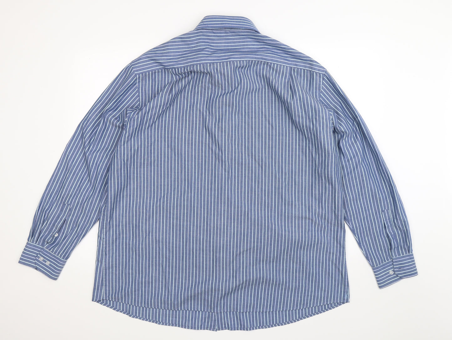 George Mens Blue Striped   Dress Shirt Size 18