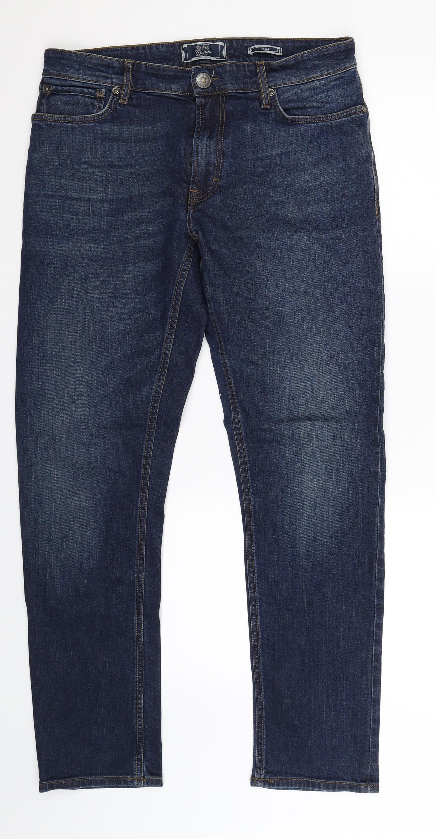 Fat Face Mens Blue  Denim Straight Jeans Size 32 L30 in