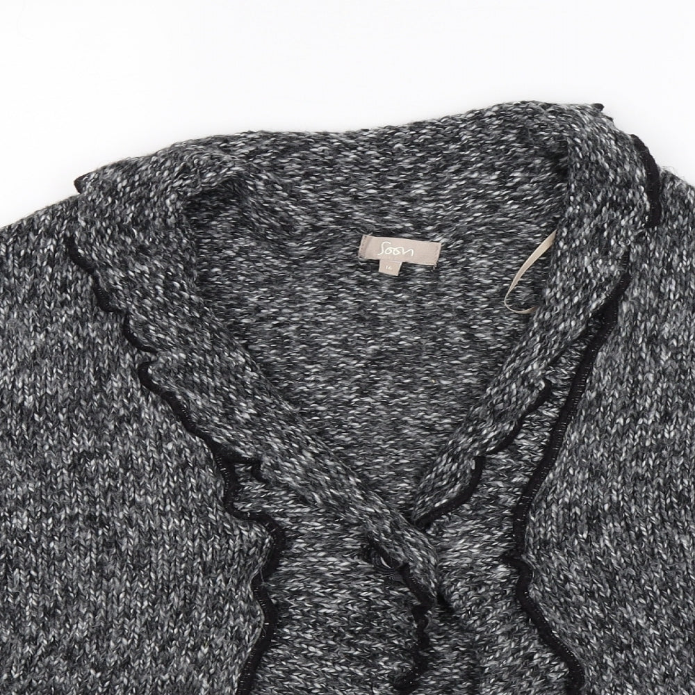 Soon Womens Grey  Knit Cardigan Jumper Size 16