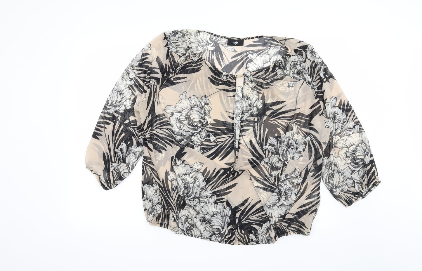 Wallis Womens Beige Floral  Basic Blouse Size XL