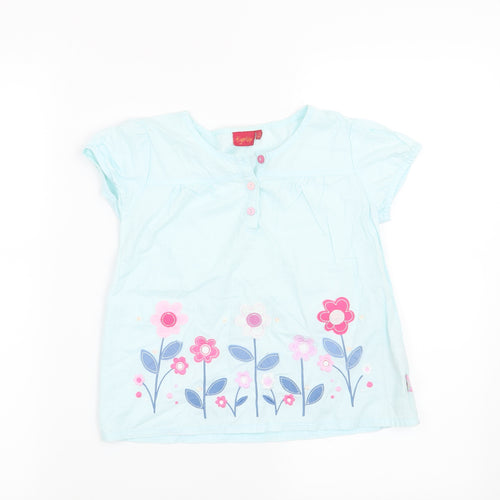 Tiger Lily Girls Blue Floral  Basic Blouse Size 8 Years