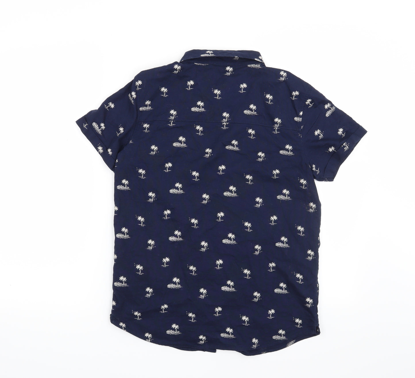 Primark Boys Blue   Basic Button-Up Size 12-13 Years  - Palm Tree