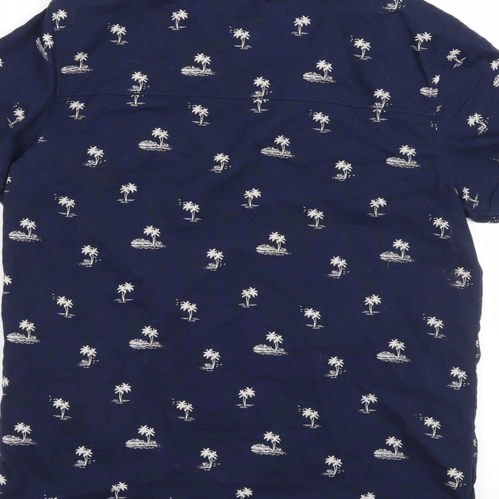 Primark Boys Blue   Basic Button-Up Size 12-13 Years  - Palm Tree