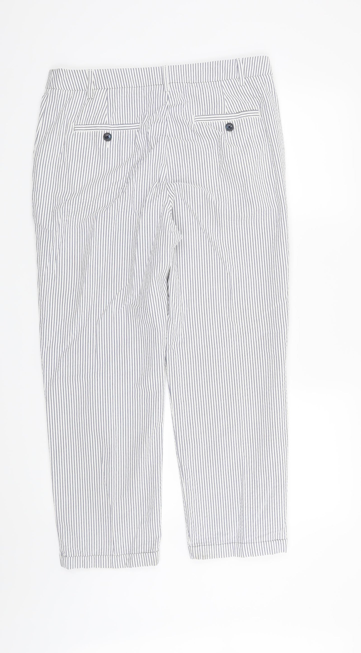 Per Una Womens Blue Striped  Trousers  Size 12 L26 in