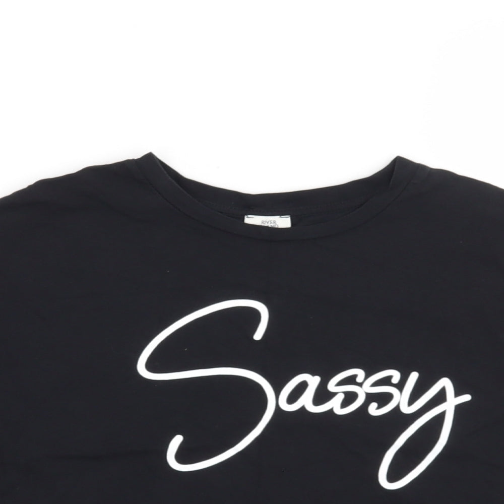 River Island Girls Black   Basic T-Shirt Size 9-10 Years  - Sassy