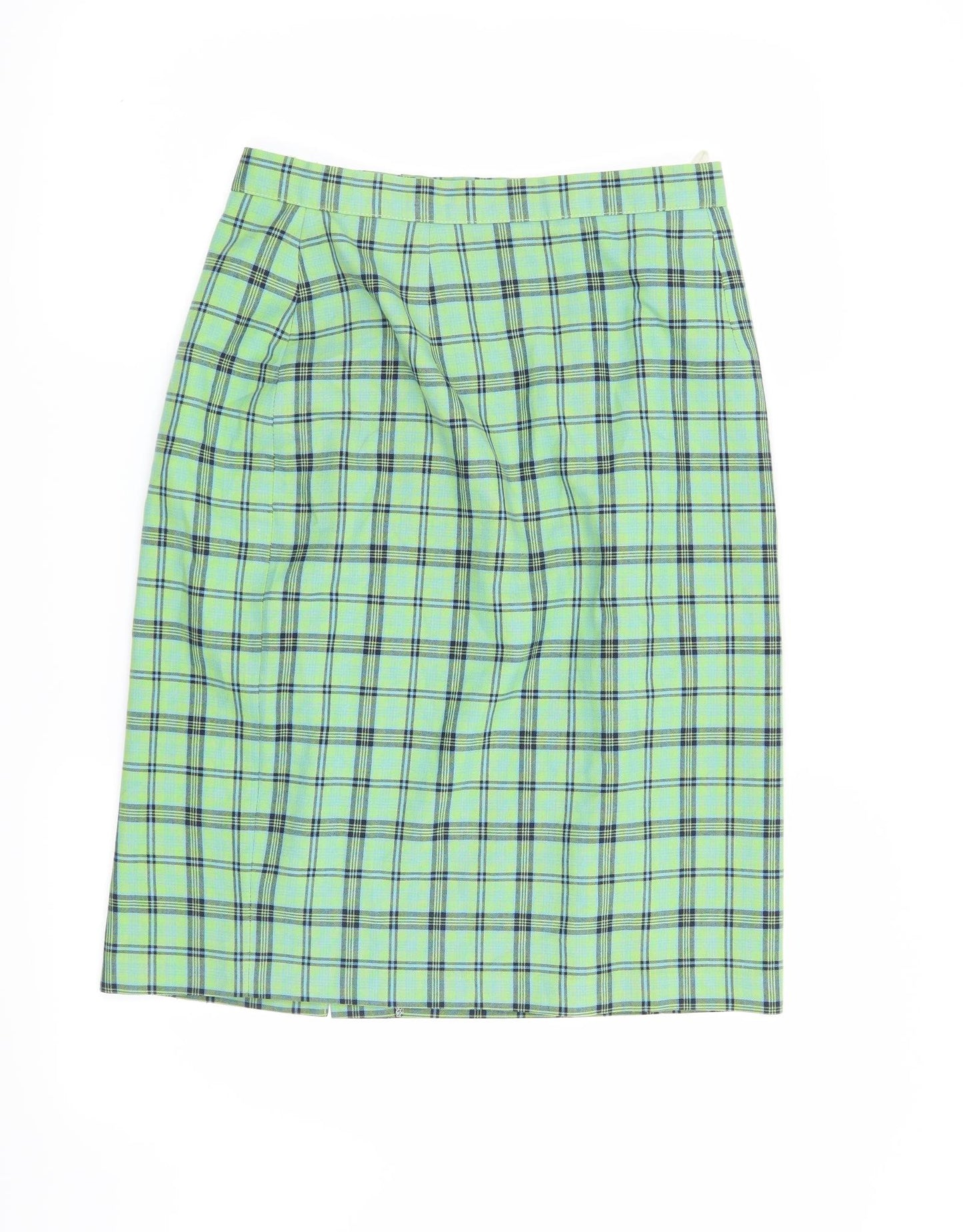 Berkertex Womens Green Check  Straight & Pencil Skirt Size 14
