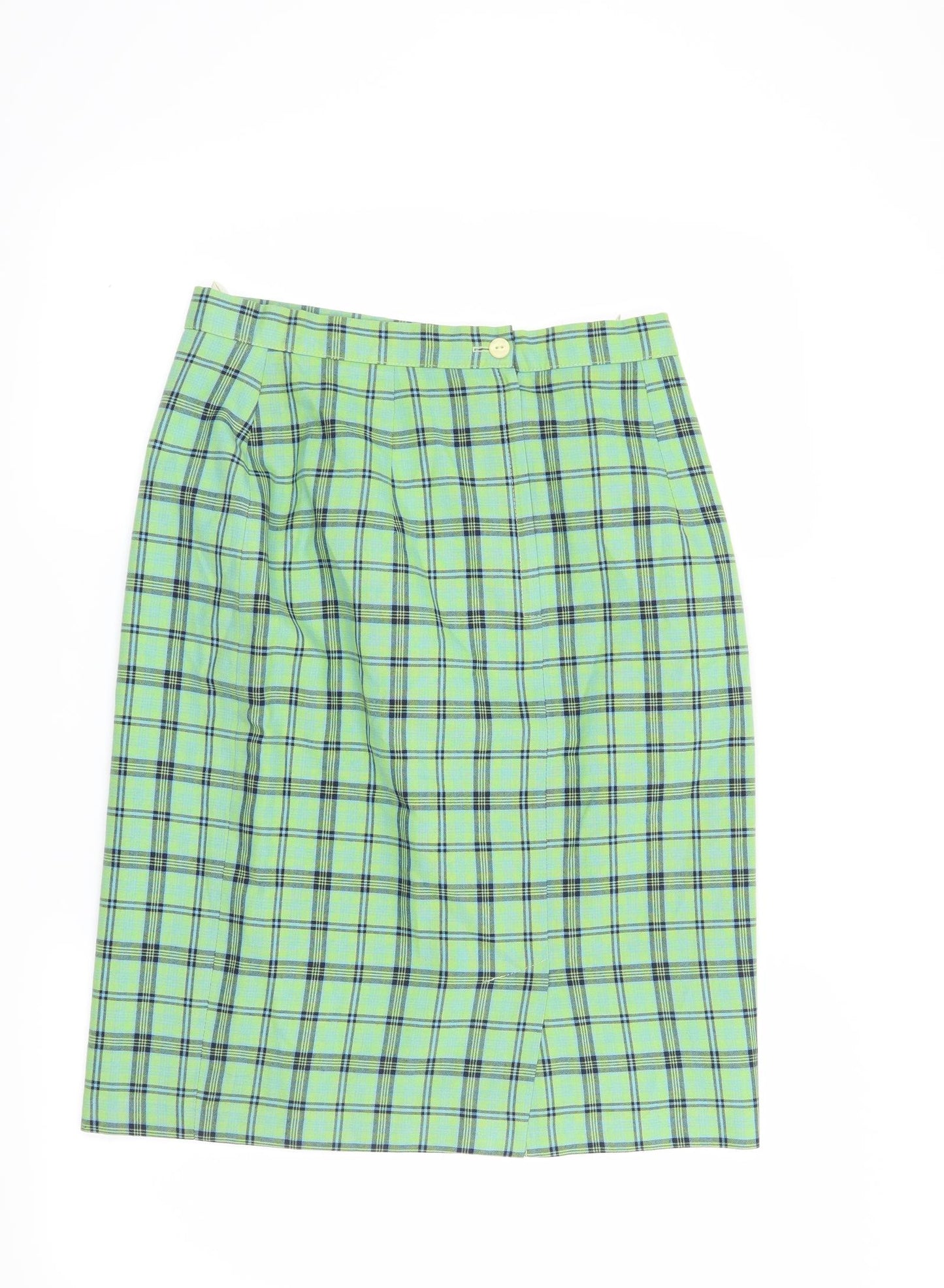 Berkertex Womens Green Check  Straight & Pencil Skirt Size 14