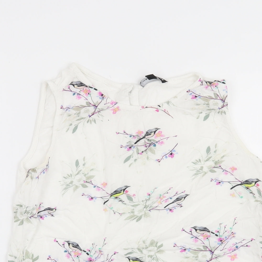 Warehouse Womens White   Basic Blouse Size 6  - Birds
