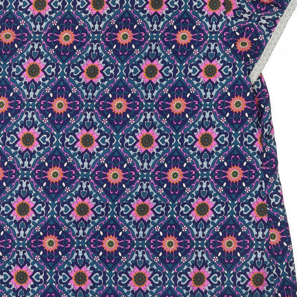 Debenhams Womens Blue Floral  Basic Blouse Size 18