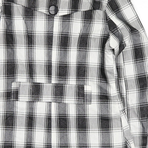 kiss fashion Womens White Plaid  Jacket Blazer Size S