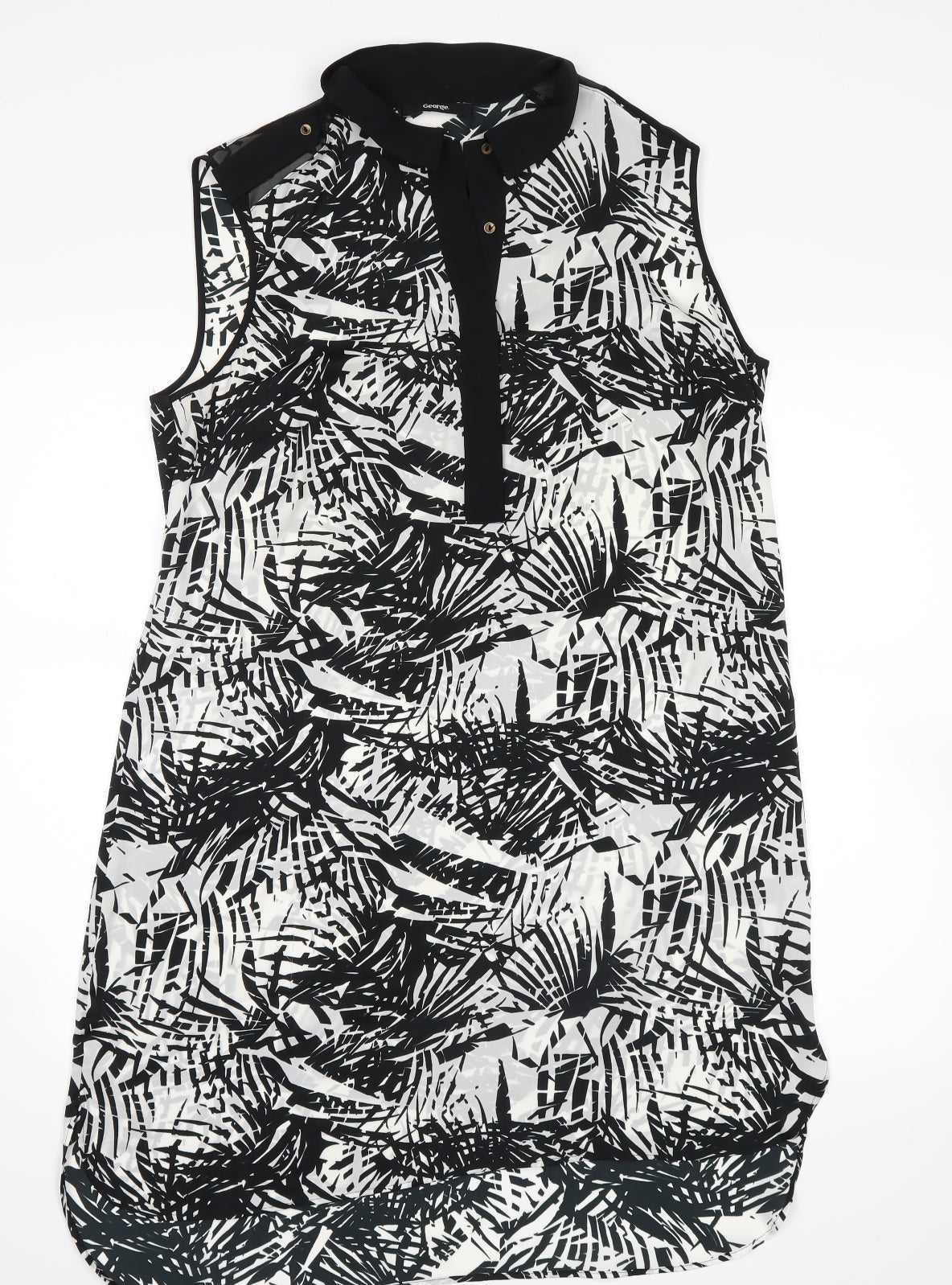 George Womens Black Floral  Tank Dress  Size 14