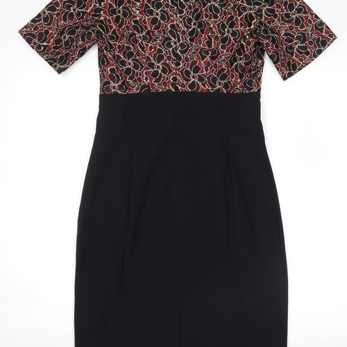 collection london Womens Black Floral  Shirt Dress  Size 8