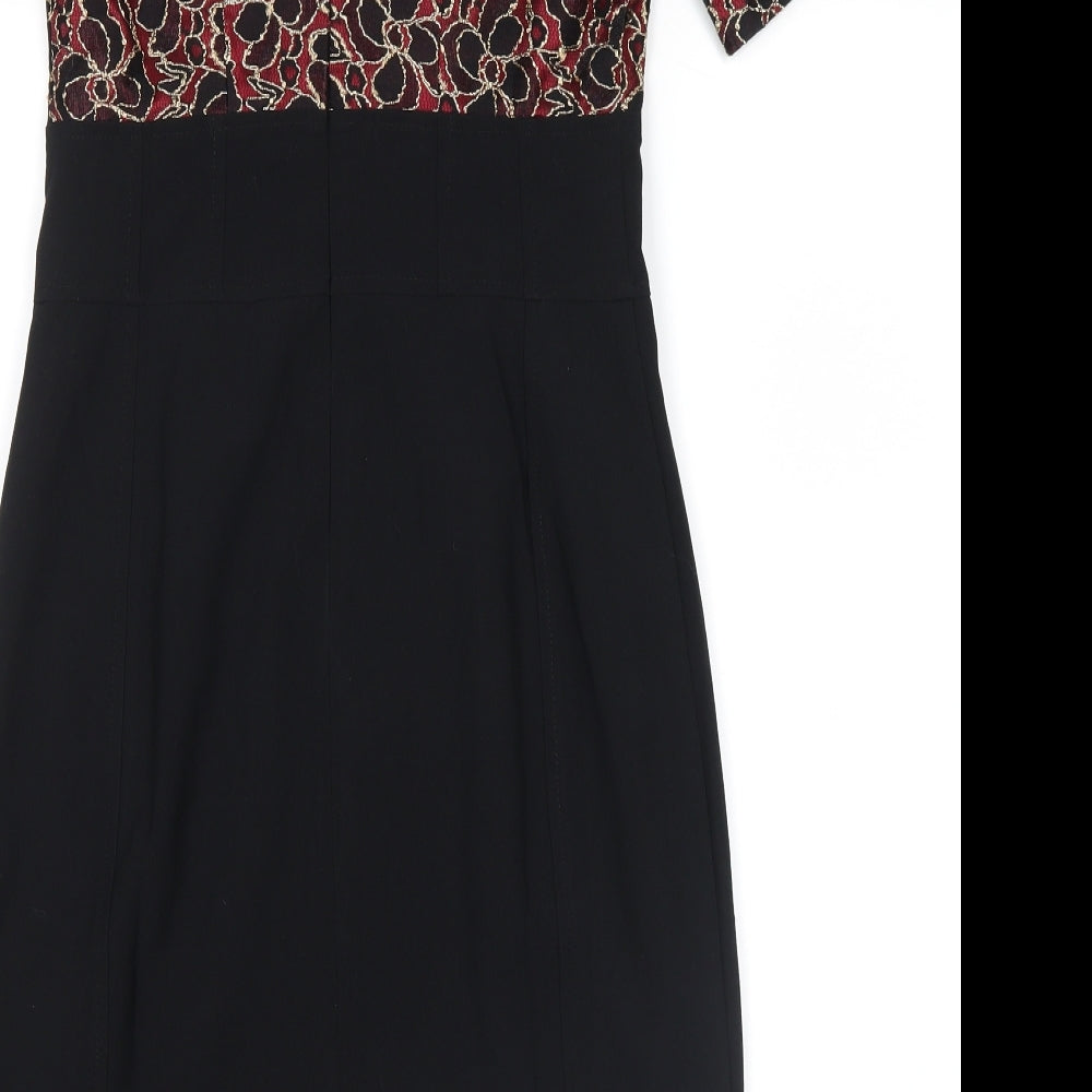collection london Womens Black Floral  Shirt Dress  Size 8