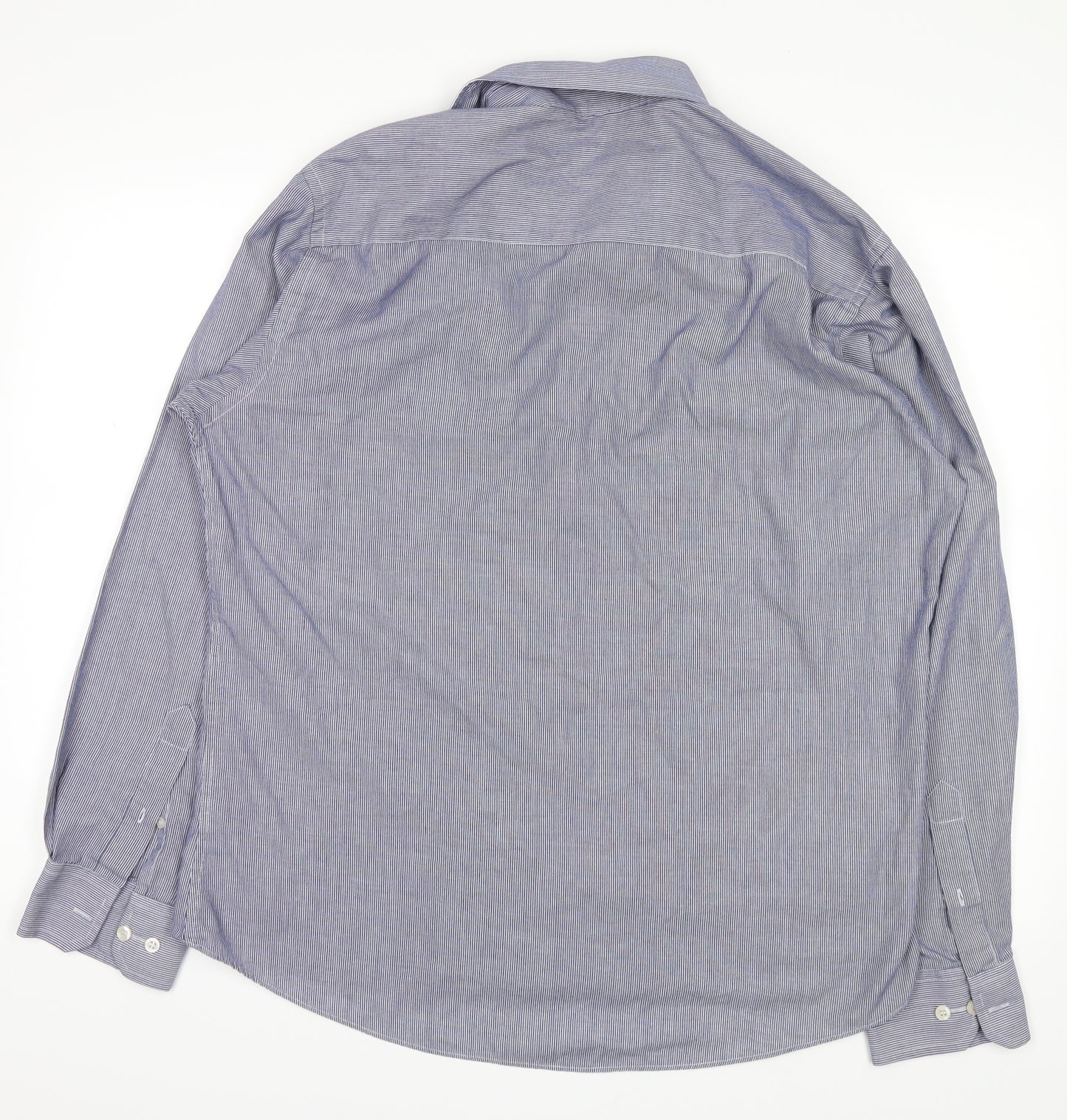 cedarwood Mens Blue Striped   Button-Up Size 15