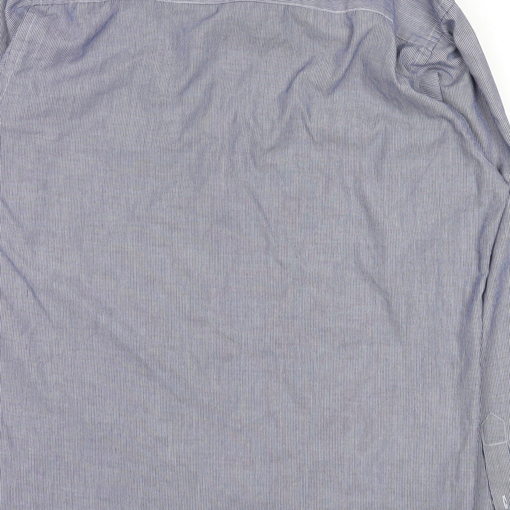 cedarwood Mens Blue Striped   Button-Up Size 15